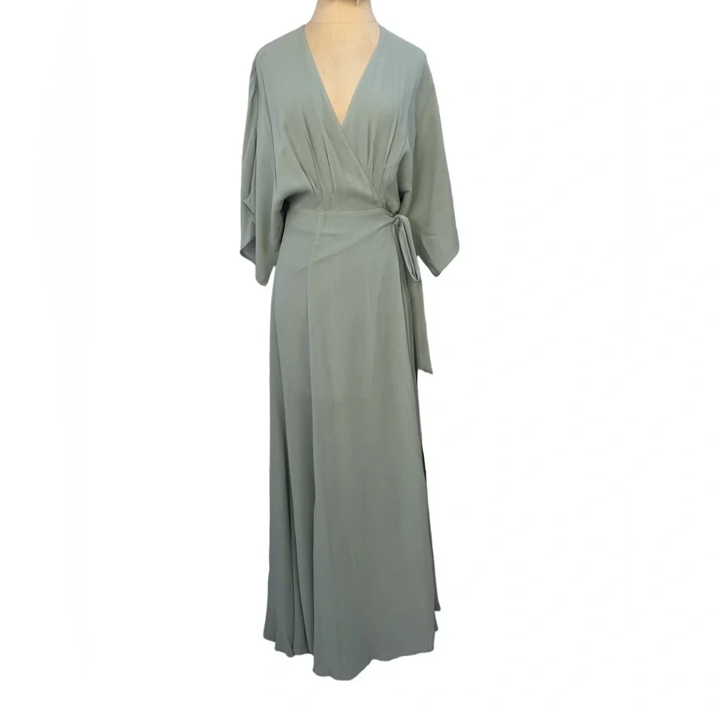 Reformation Winslow Elegant Green Wrap Dress Size Medium - Picture 1 of 14